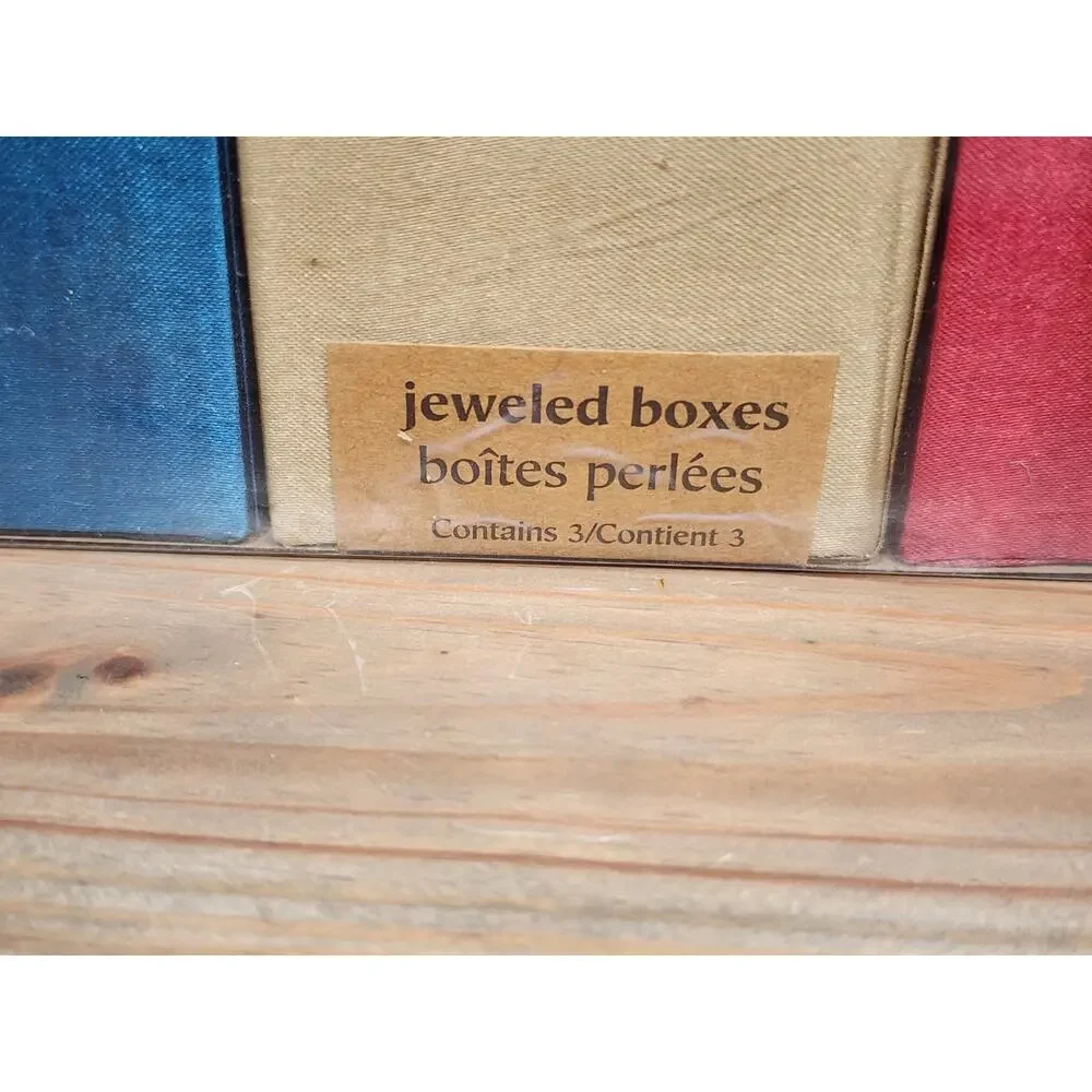 Pier 1 Discontinued Colorful Jeweled Trinket/Jewelry Boxes Set Of 3 New In Box